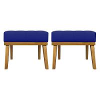 Kit 2 Puffs Decorativos Firenze Retangular - Azul-royal Corino