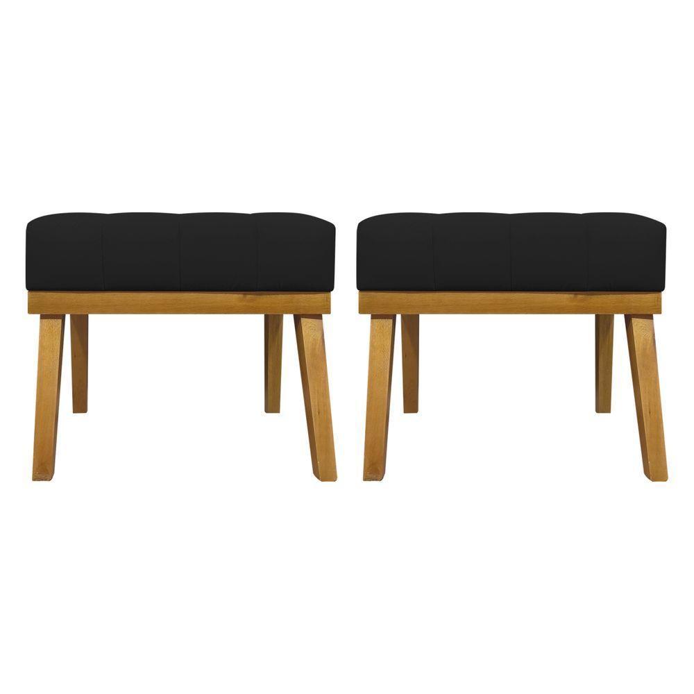 Kit 2 Puffs Decorativos Firenze Retangular - Preto Corino - 4