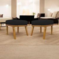 Kit 2 Puffs Decorativos Firenze Retangular - Preto Corino - 1