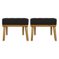 Kit 2 Puffs Decorativos Firenze Retangular - Preto Corino