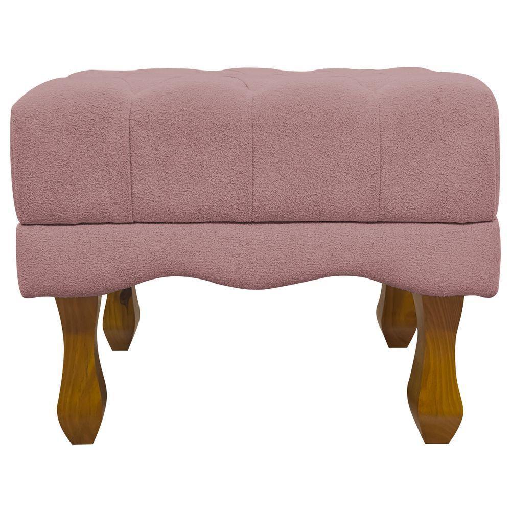 Kit 2 Puffs Decorativos Duque Retangular Bouclé Premium Capitonê - Bege Buclê - 5