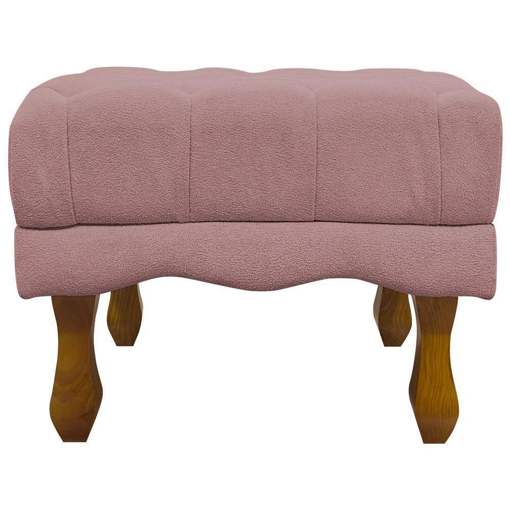 Kit 2 Puffs Decorativos Duque Retangular Bouclé Premium Capitonê - Bege Buclê - 7