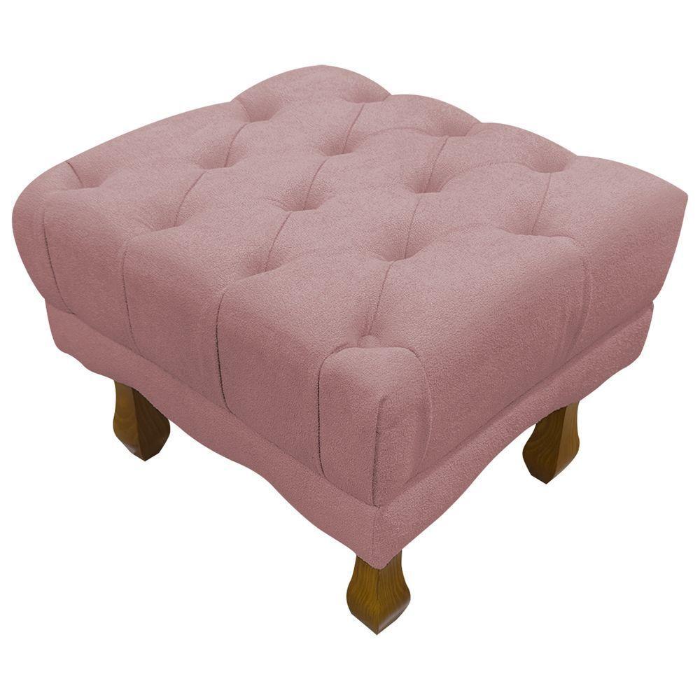 Kit 2 Puffs Decorativos Duque Retangular Bouclé Premium Capitonê - Bege Buclê - 8