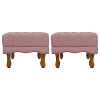 Kit 2 Puffs Decorativos Duque Retangular Bouclé Premium Capitonê - Bege Buclê