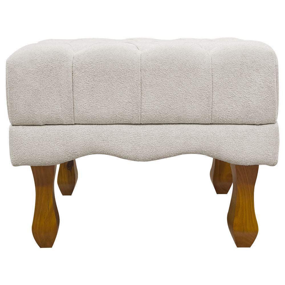 Puff Decorativo Retangular Duque Bouclé Premium Capitonê - Bege Buclê - 4