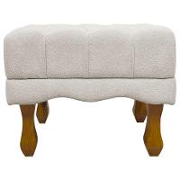 Puff Decorativo Retangular Duque Bouclé Premium Capitonê - Bege Buclê