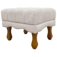 Puff Decorativo Retangular Duque Bouclé Premium Capitonê - Bege Buclê - 5