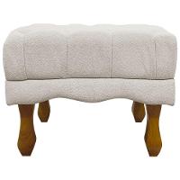 Puff Decorativo Retangular Duque Bouclé Premium Capitonê - Bege Buclê - 8