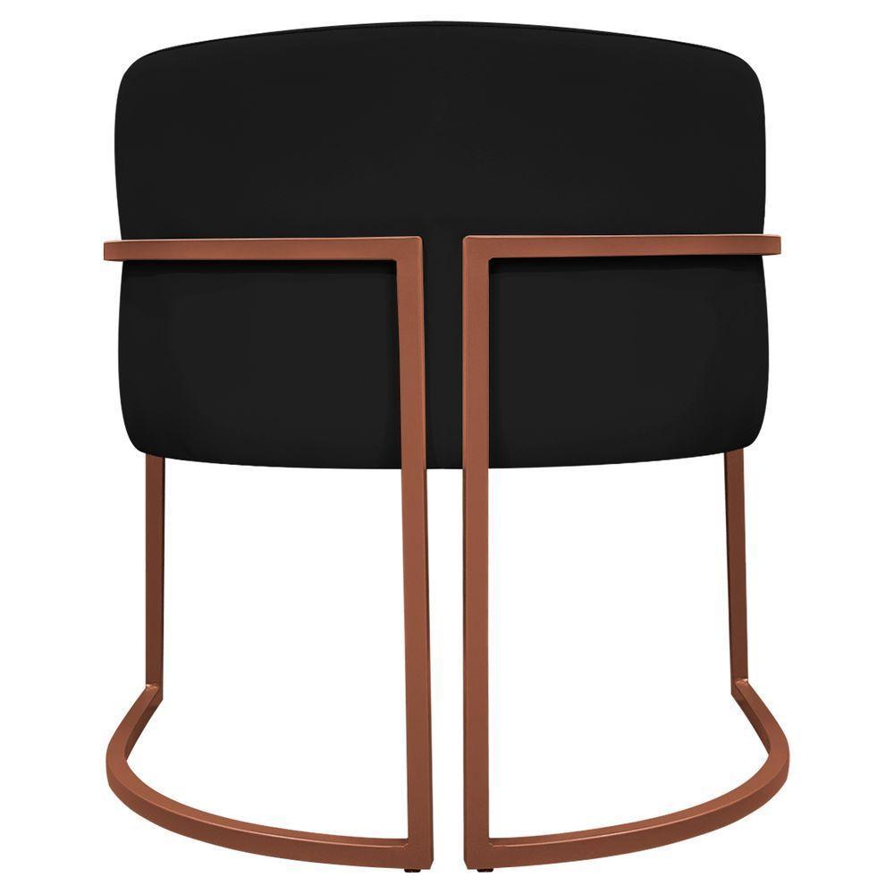 Kit 2 Poltronas Recepção Luna Base De Ferro Bronze - Preto Corino - 9