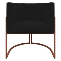 Kit 2 Poltronas Recepção Luna Base De Ferro Bronze - Preto Corino - 5