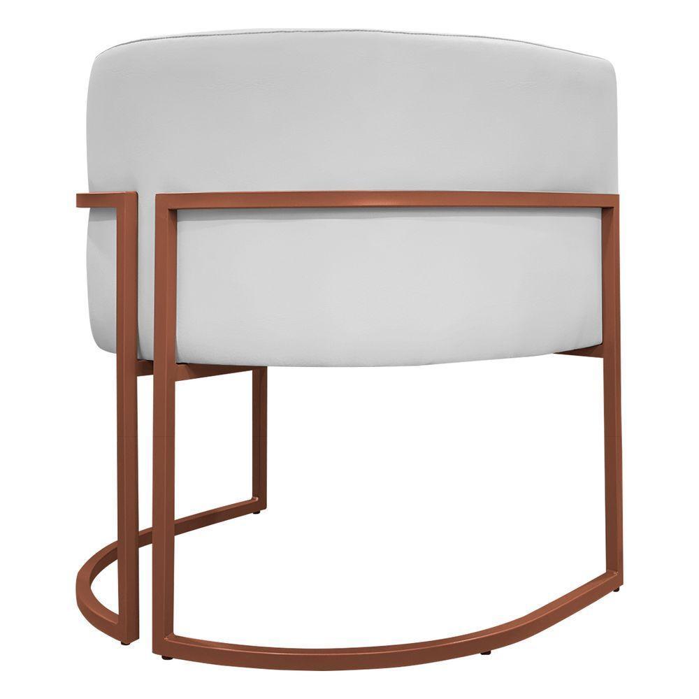 Kit 2 Poltronas Recepção Luna Base De Ferro Bronze - Branco Corino - 8