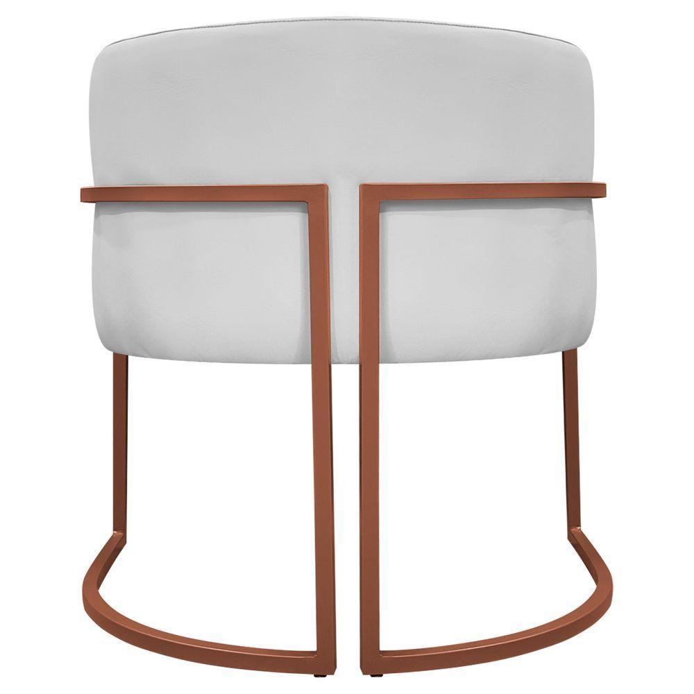 Kit 2 Poltronas Recepção Luna Base De Ferro Bronze - Branco Corino - 9