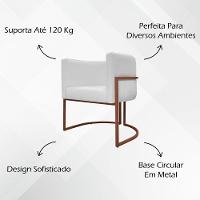 Kit 2 Poltronas Recepção Luna Base De Ferro Bronze - Branco Corino - 2