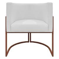 Kit 2 Poltronas Recepção Luna Base De Ferro Bronze - Branco Corino - 5