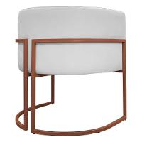 Kit 2 Poltronas Recepção Luna Base De Ferro Bronze - Branco Corino - 8