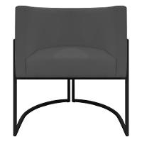 Kit 2 Poltronas Recepção Luna Base De Ferro Preta - Cinza Corino - 5