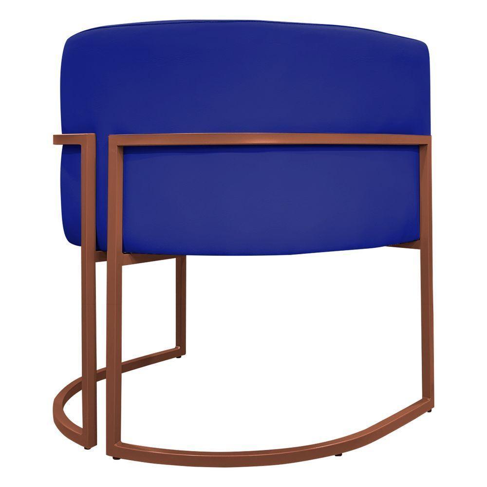 Kit 2 Poltronas Recepção Luna Base De Ferro Bronze - Azul-royal Corino - 8