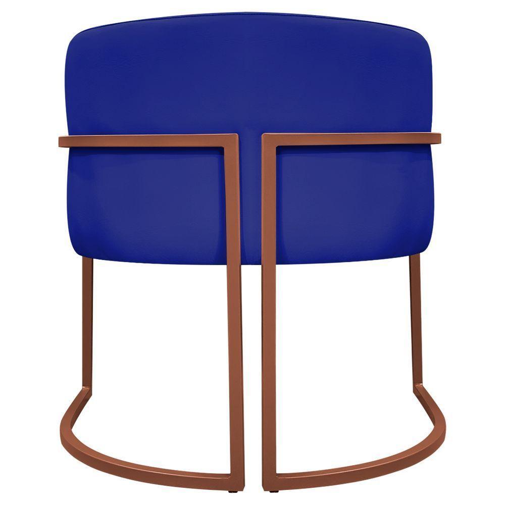 Kit 2 Poltronas Recepção Luna Base De Ferro Bronze - Azul-royal Corino - 9