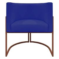 Kit 2 Poltronas Recepção Luna Base De Ferro Bronze - Azul-royal Corino - 5