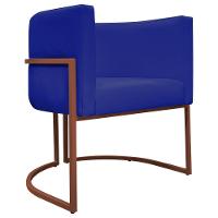 Kit 2 Poltronas Recepção Luna Base De Ferro Bronze - Azul-royal Corino - 6