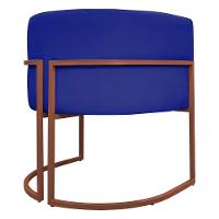 Kit 2 Poltronas Recepção Luna Base De Ferro Bronze - Azul-royal Corino - 8