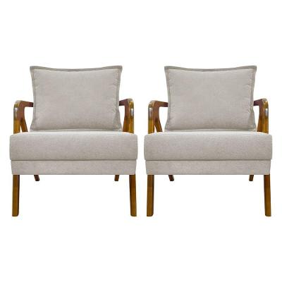 Kit 2 Poltronas Decorativas Shine Para Sala Bouclê Bege Clique & Decore