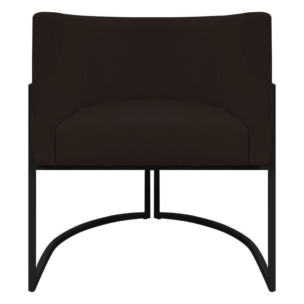 Kit 2 Poltronas Recepção Luna Base De Ferro Preta - Marrom Corino - 5