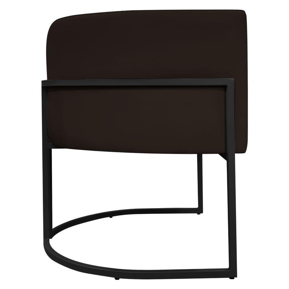 Kit 2 Poltronas Recepção Luna Base De Ferro Preta - Marrom Corino - 7