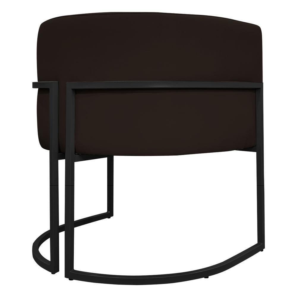 Kit 2 Poltronas Recepção Luna Base De Ferro Preta - Marrom Corino - 8