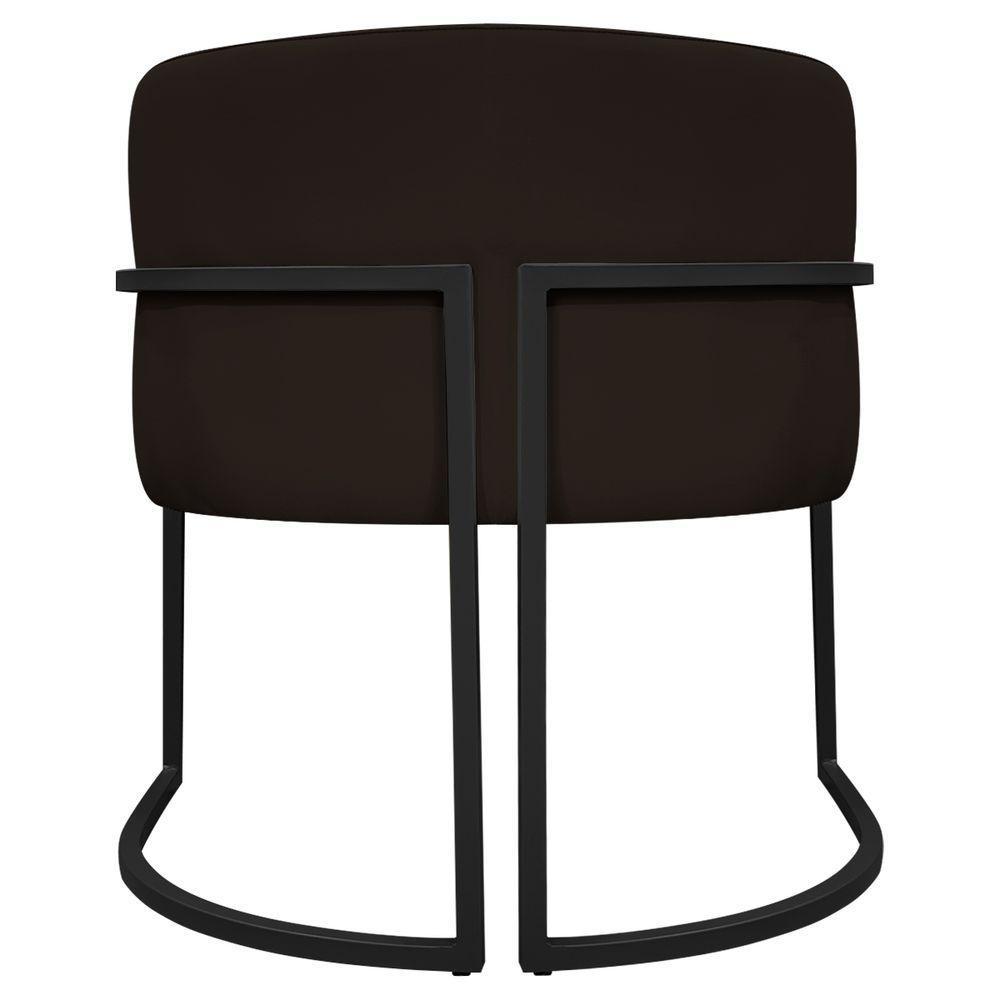 Kit 2 Poltronas Recepção Luna Base De Ferro Preta - Marrom Corino - 9