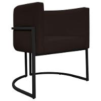 Kit 2 Poltronas Recepção Luna Base De Ferro Preta - Marrom Corino - 6