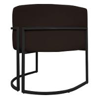 Kit 2 Poltronas Recepção Luna Base De Ferro Preta - Marrom Corino - 8