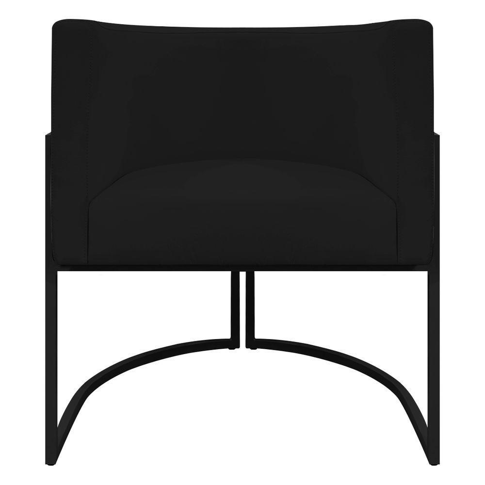 Kit 2 Poltronas Recepção Luna Base De Ferro Preta - Bege Corino - 5