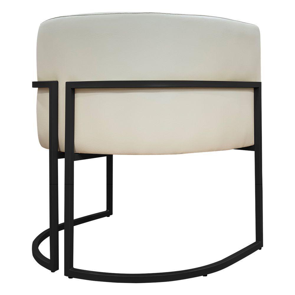 Kit 2 Poltronas Recepção Luna Base De Ferro Preta - Bege Corino - 8