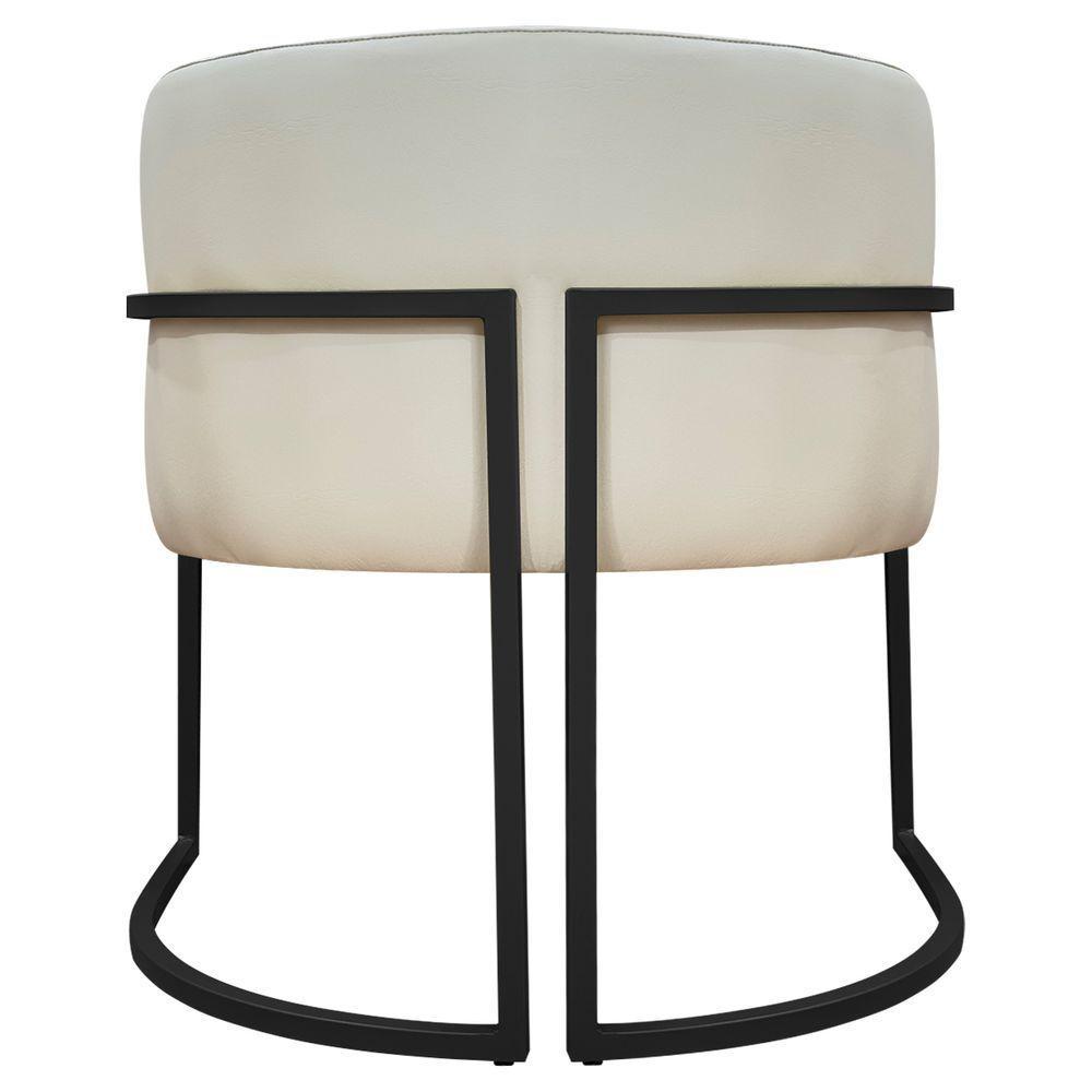 Kit 2 Poltronas Recepção Luna Base De Ferro Preta - Bege Corino - 9