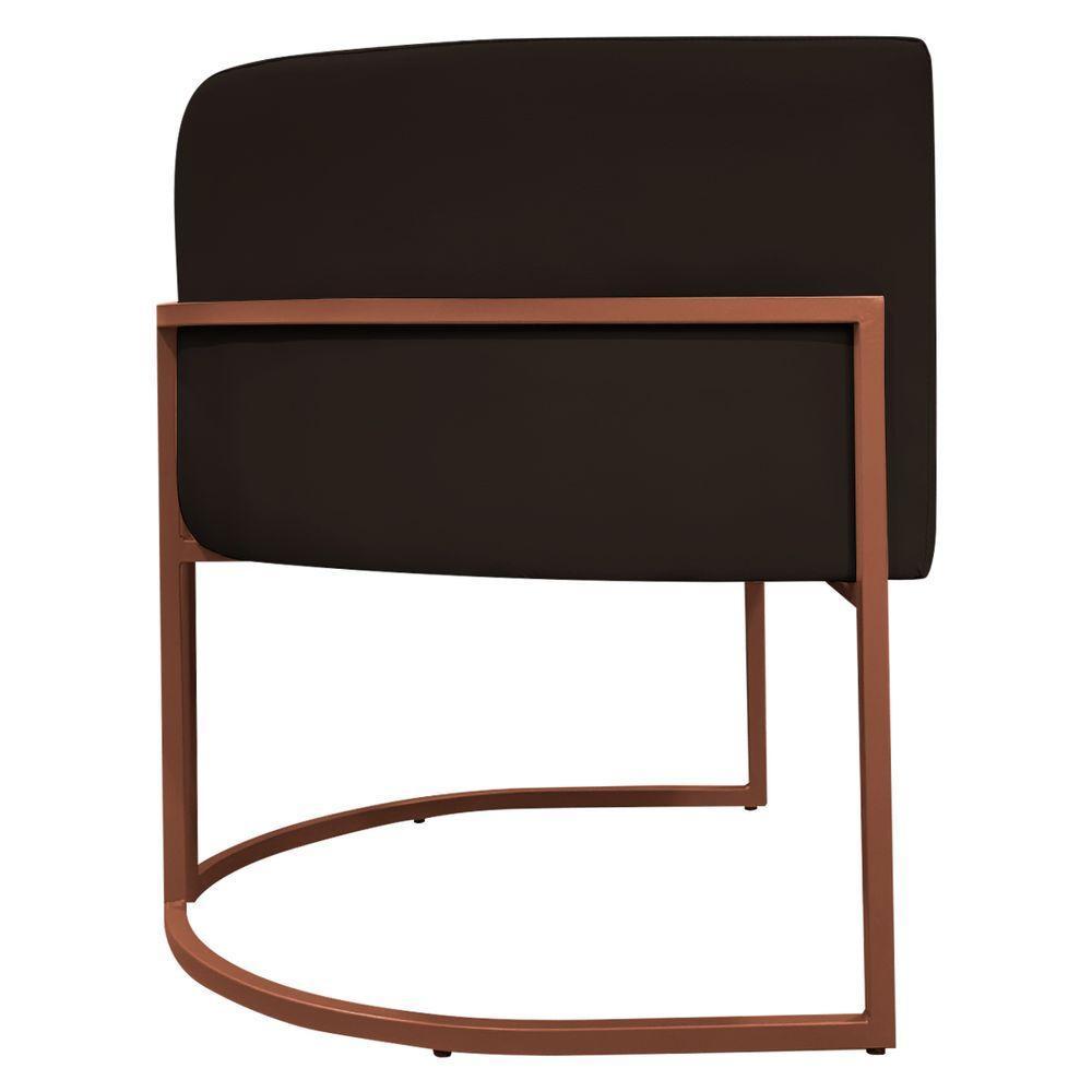 Kit 2 Poltronas Recepção Luna Base De Ferro Bronze - Marrom Corino - 7