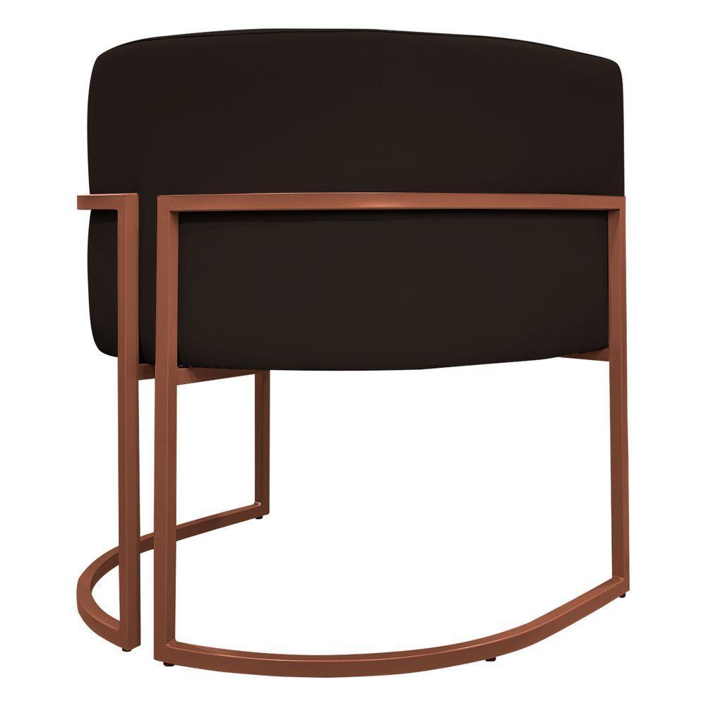 Kit 2 Poltronas Recepção Luna Base De Ferro Bronze - Marrom Corino - 8