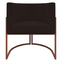 Kit 2 Poltronas Recepção Luna Base De Ferro Bronze - Marrom Corino - 5