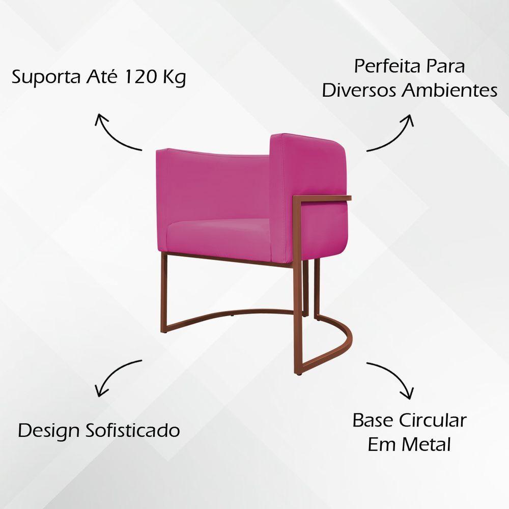 Kit 2 Poltronas Recepção Luna Base De Ferro Bronze - Pink Corino - 2