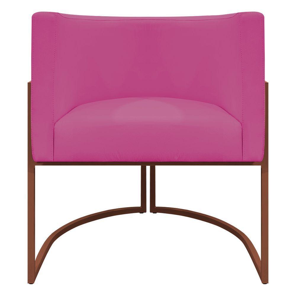 Kit 2 Poltronas Recepção Luna Base De Ferro Bronze - Pink Corino - 5