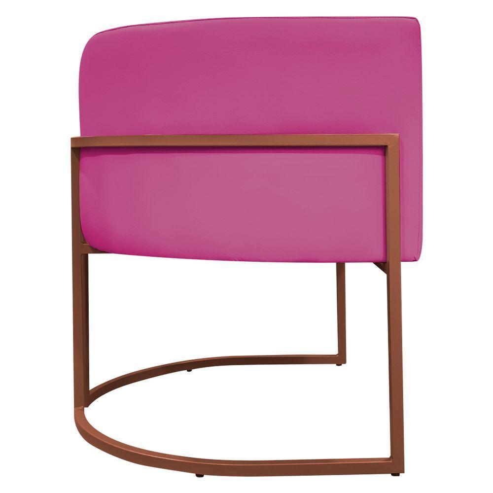 Kit 2 Poltronas Recepção Luna Base De Ferro Bronze - Pink Corino - 7
