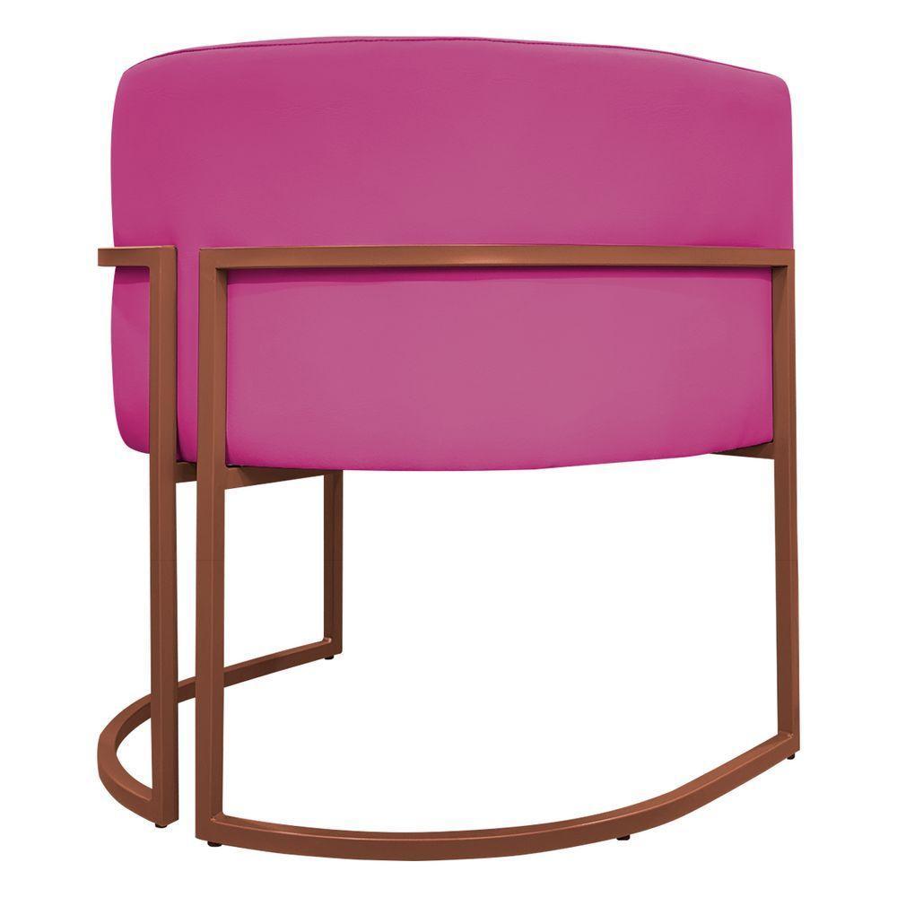 Kit 2 Poltronas Recepção Luna Base De Ferro Bronze - Pink Corino - 8