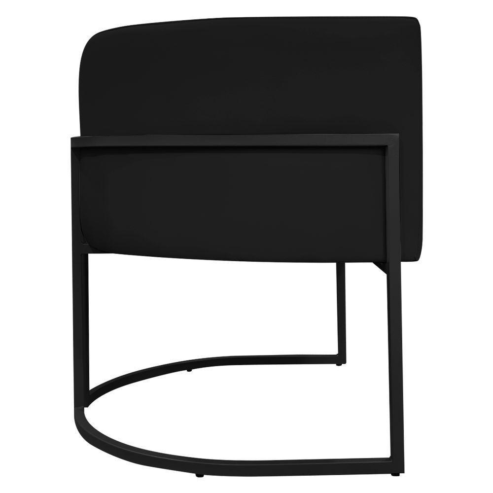 Kit 2 Poltronas Recepção Luna Base De Ferro Preta - Preto Corino - 6