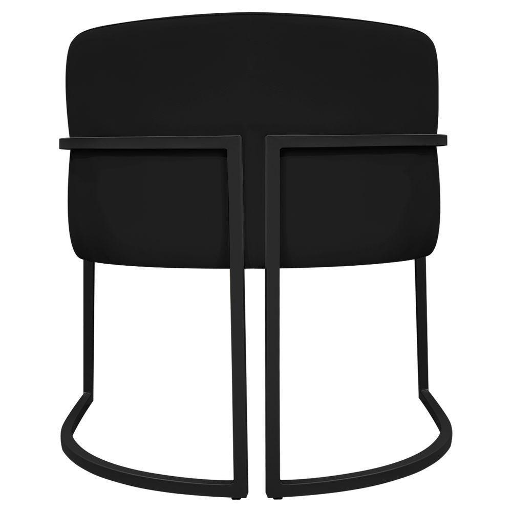 Kit 2 Poltronas Recepção Luna Base De Ferro Preta - Preto Corino - 8