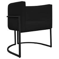 Kit 2 Poltronas Recepção Luna Base De Ferro Preta - Preto Corino - 5