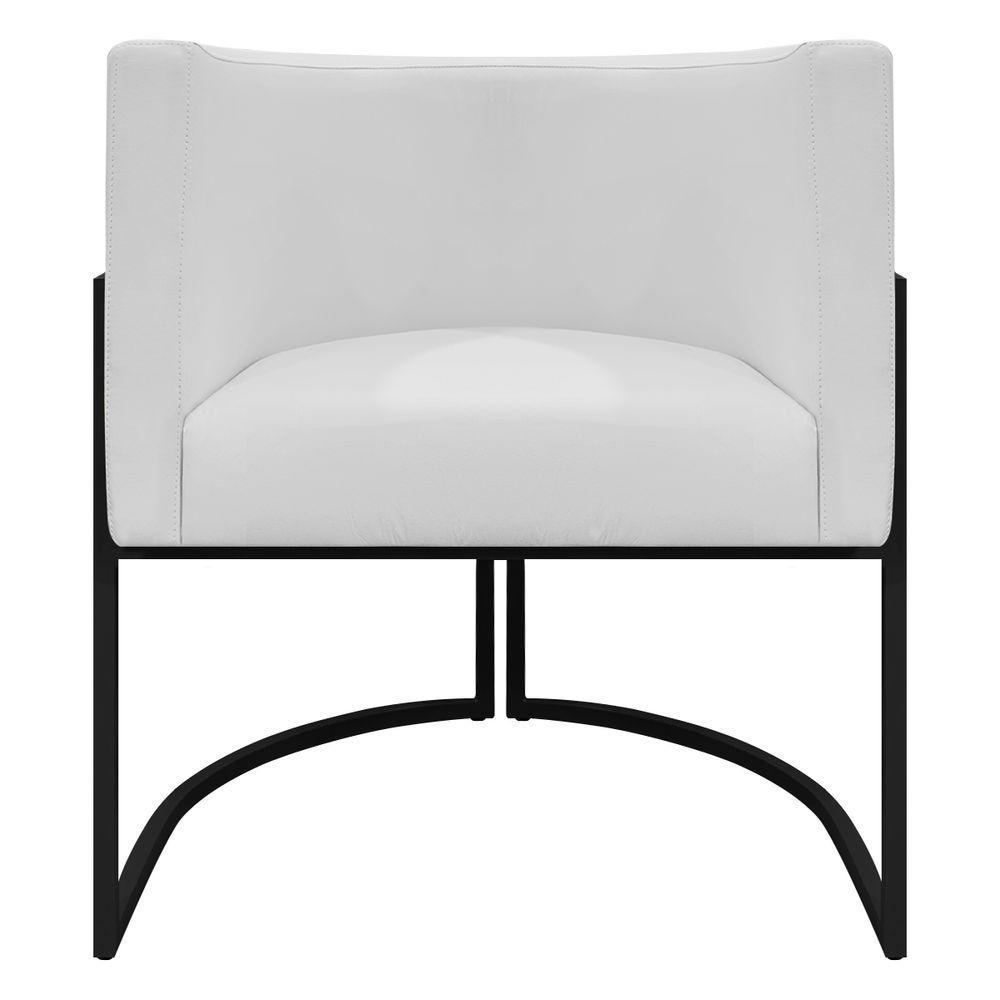 Kit 2 Poltronas Recepção Luna Base De Ferro Preta - Branco Corino - 5