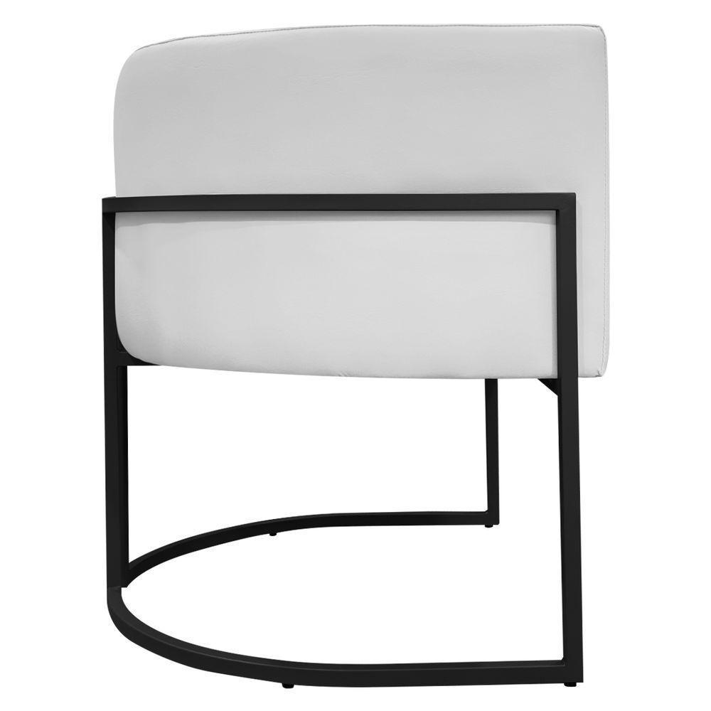 Kit 2 Poltronas Recepção Luna Base De Ferro Preta - Branco Corino - 7