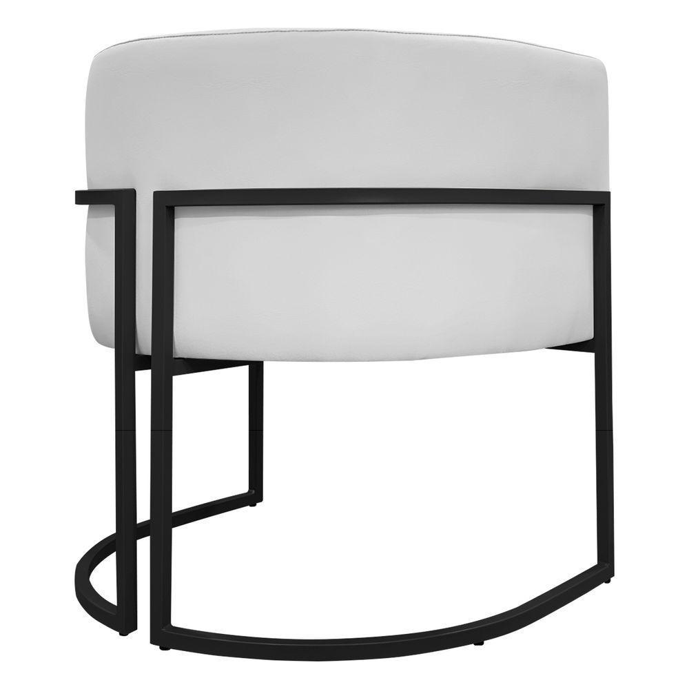 Kit 2 Poltronas Recepção Luna Base De Ferro Preta - Branco Corino - 8