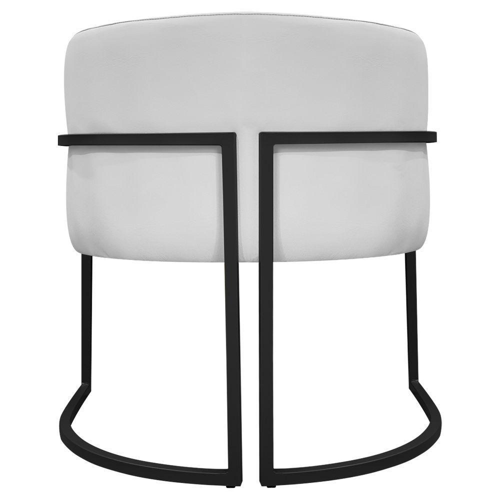 Kit 2 Poltronas Recepção Luna Base De Ferro Preta - Branco Corino - 9