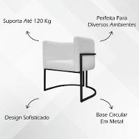Kit 2 Poltronas Recepção Luna Base De Ferro Preta - Branco Corino - 2